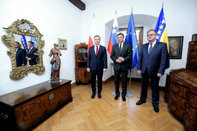 Slovenian President Borut Pahor, Polish President Andrzej Duda and Chairman of the Presidency of Bosnia and Herzegovina Mladen Ivani